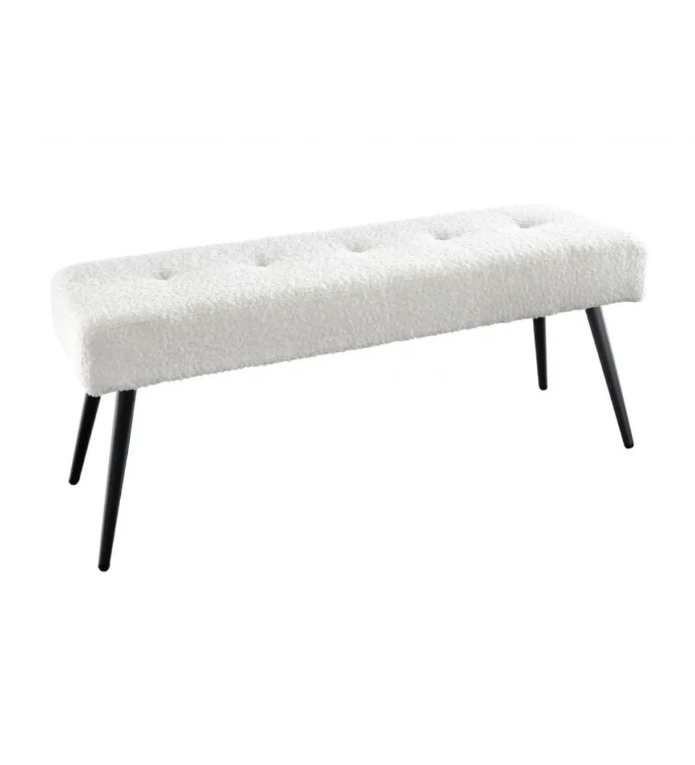 Ławka BOUTIQUE 100 cm tkanina bouclé biała