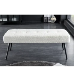 Ławka BOUTIQUE 100 cm tkanina bouclé biała