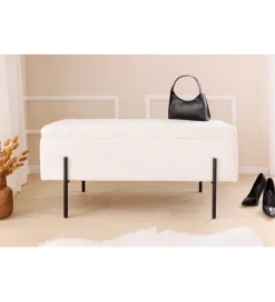 Ławka LOFT z szafką 100 cm bouclé biała
