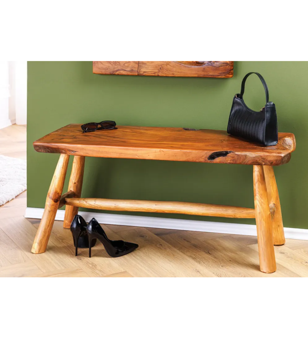 Ławka ROOT 100 cm drewno teak naturalny brąz