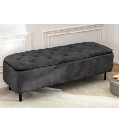 Ławka z schowkiem EN VOUGE 120 cm welwet szary
