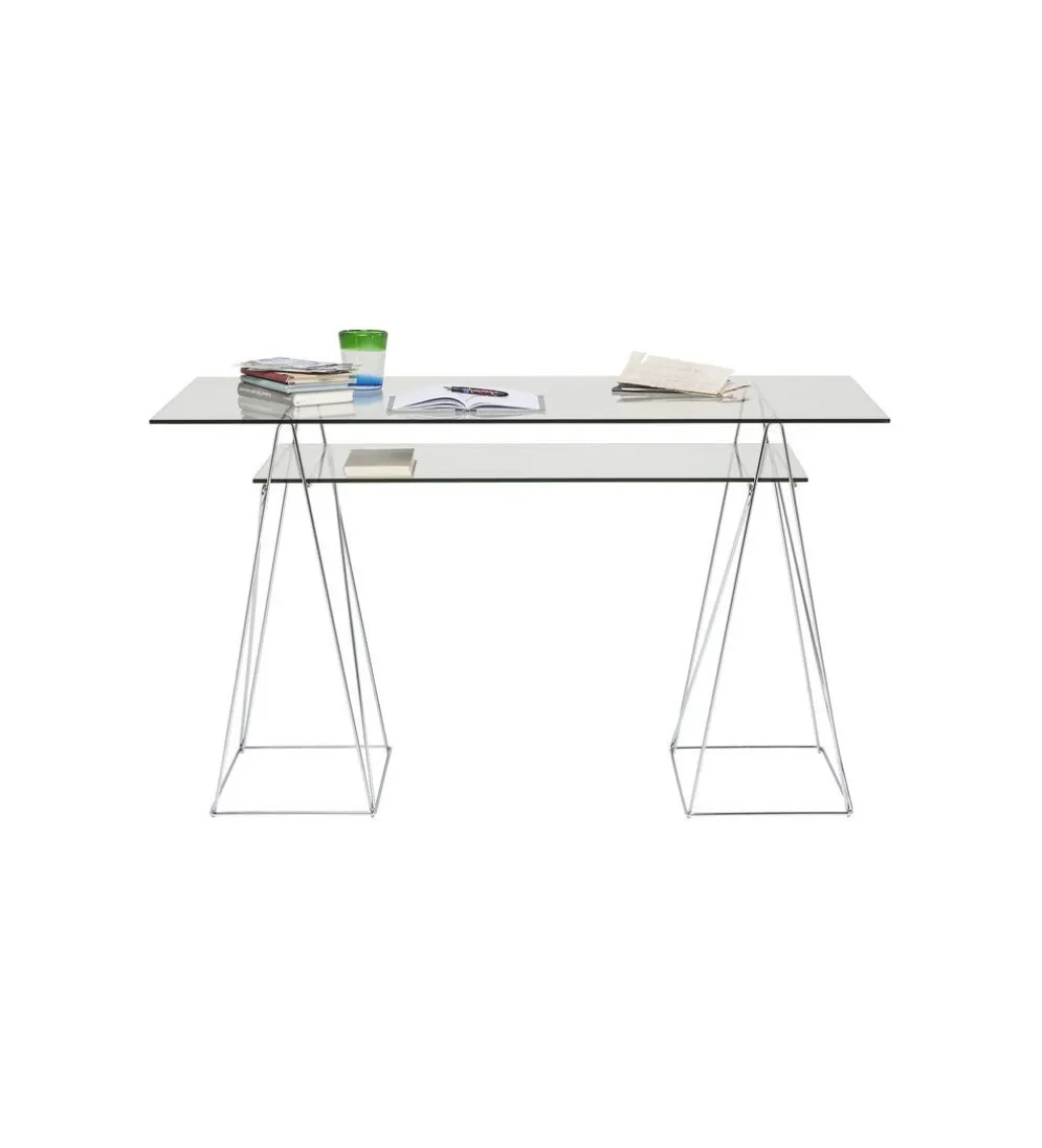 Biurko szklane POLAR 130 cm srebrne