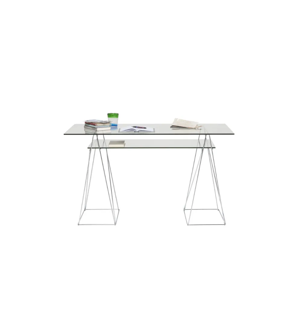 Biurko szklane POLAR 130 cm srebrne