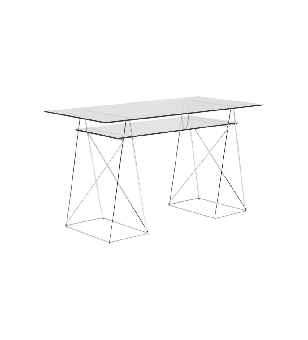 Biurko szklane POLAR 130 cm srebrne