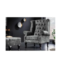 Fotel BRIGIDA Chesterfield szary