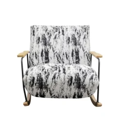Fotel bujany KYLE 80 cm bouclé czarnobiały