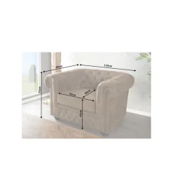 Fotel Chesterfield 110 cm antyczny brąz