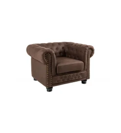 Fotel Chesterfield 105 Cm Brąz Vintage