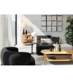 Fotel obrotowy Swivel Bouclé 83 cm czarny