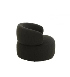 Fotel obrotowy Swivel II Bouclé 82 cm czarny
