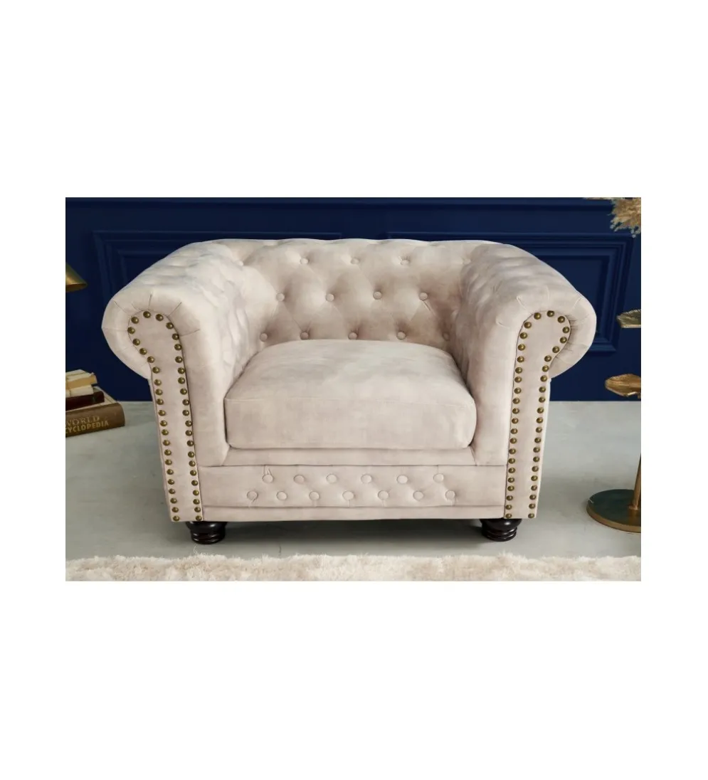 Fotel ROCHESTER Chesterfield 105 cm beżowy
