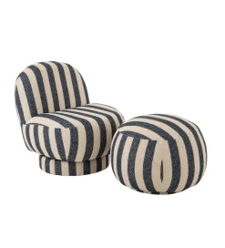 Fotel STRIPED 76 cm niebiesko biały