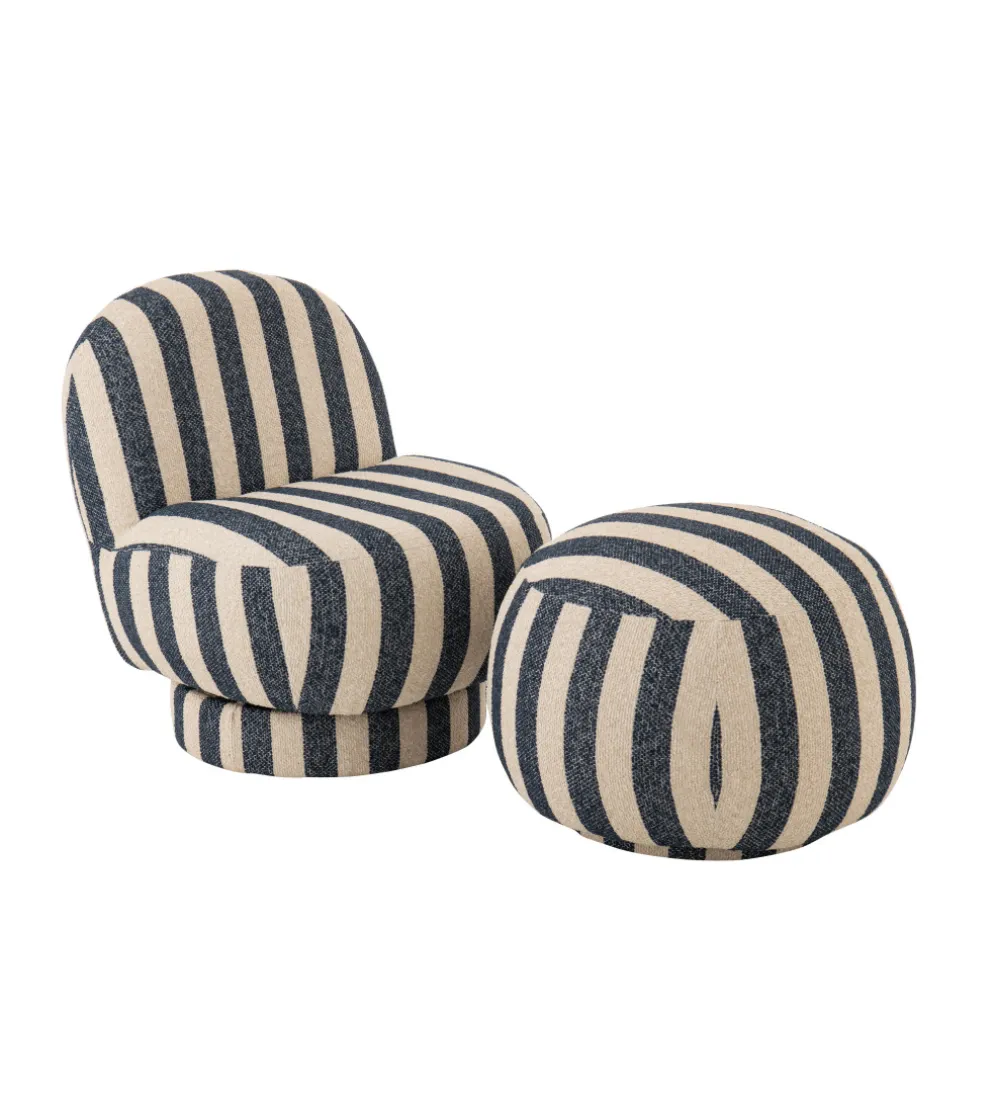 Fotel STRIPED 76 cm niebiesko biały