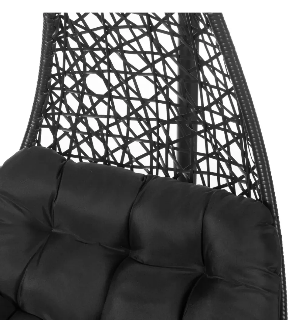 Fotel wiszący DIDO 132 cm rattan czarny