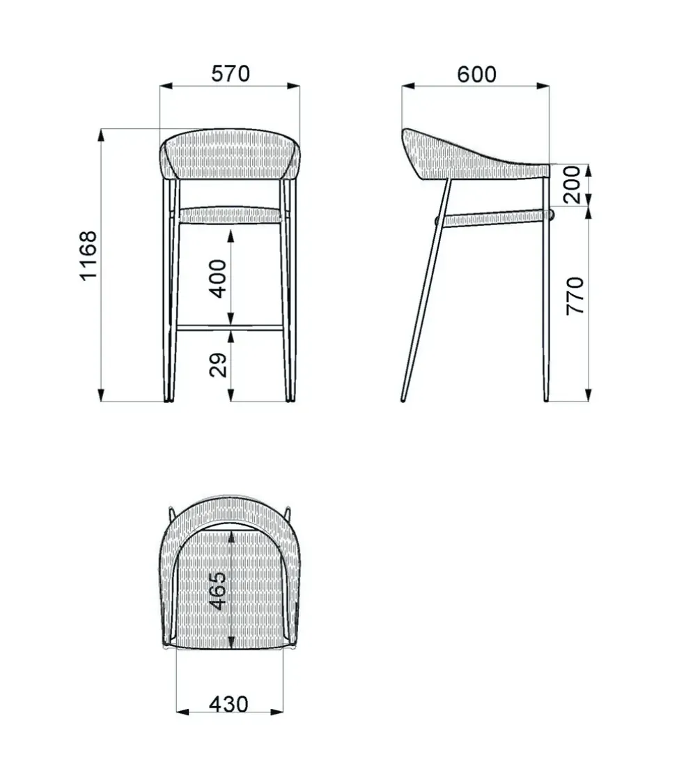 Hoker ogrodowy NIVA 112 cm naturalny czarny