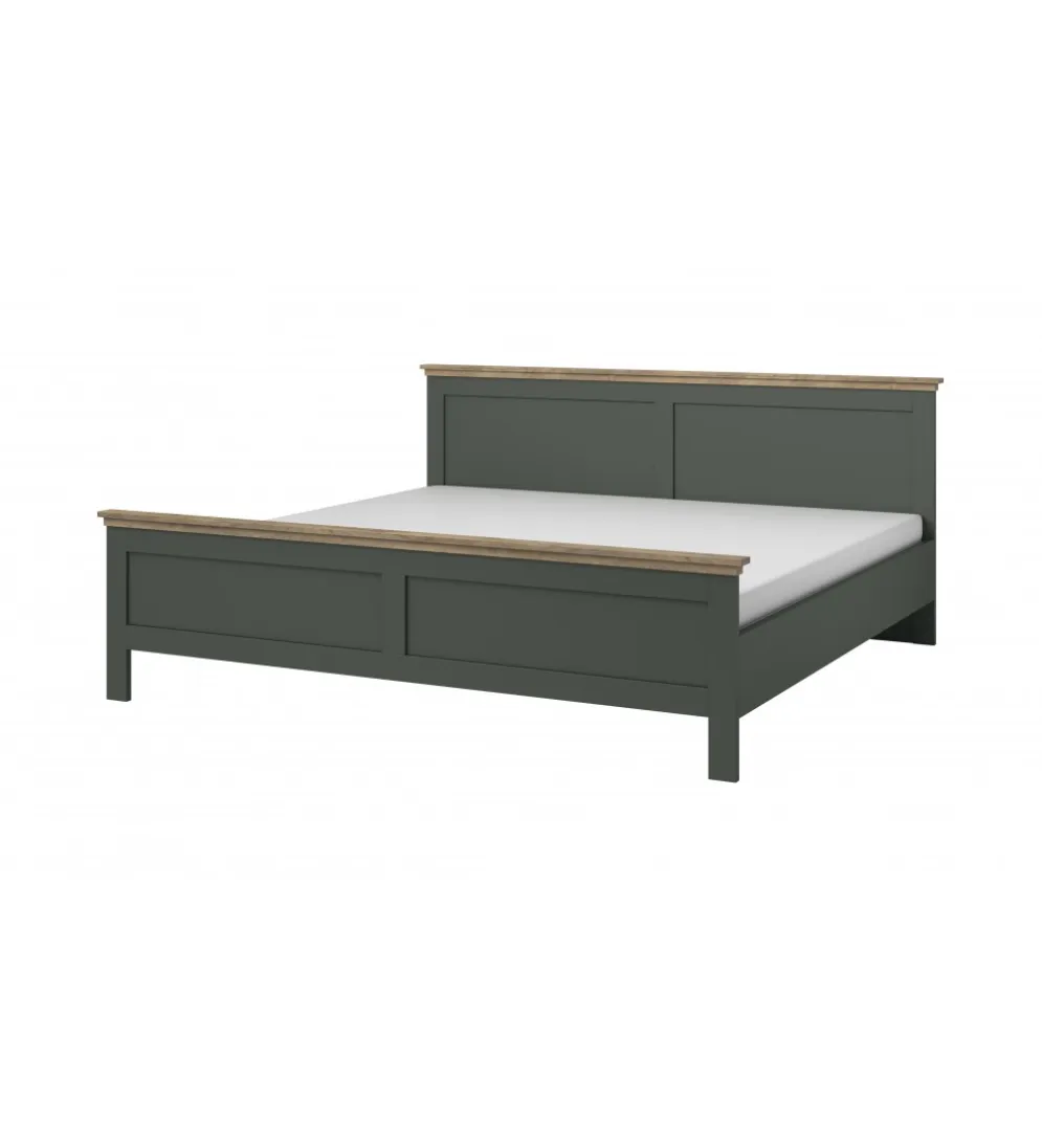 Łóżko EVORA 160 cm x 200 cm zielone z dodatkiem koloru dąb Lefkas