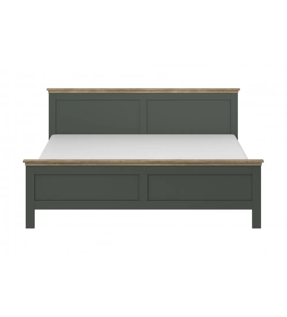 Łóżko EVORA 180 cm x 200 cm zielone z dodatkiem koloru dąb Lefkas