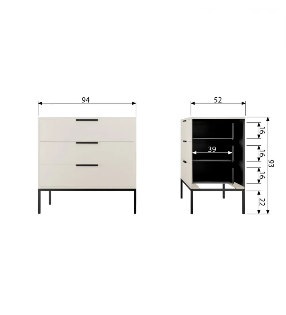 Komoda ADAM 94 cm drewno sosny dust