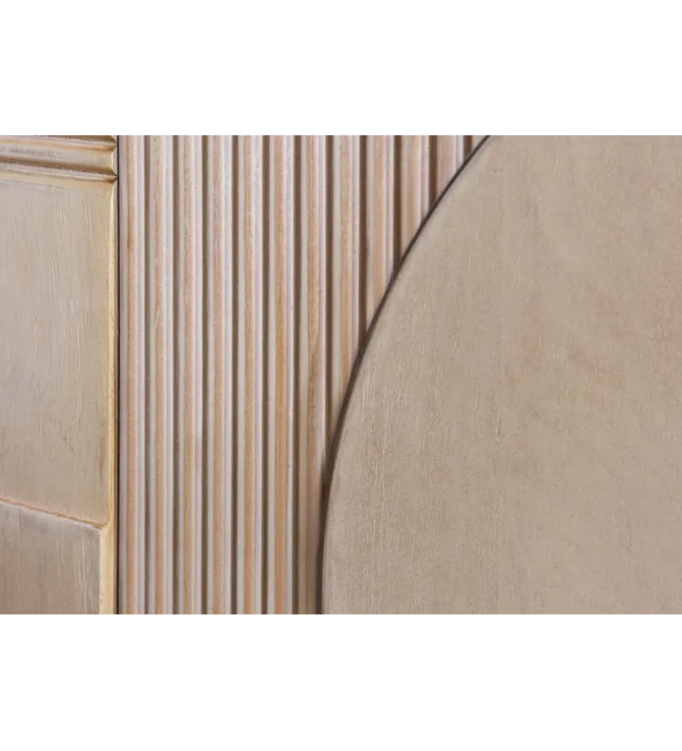 Komoda ART DECO 170 cm drewno mango biało beżowa