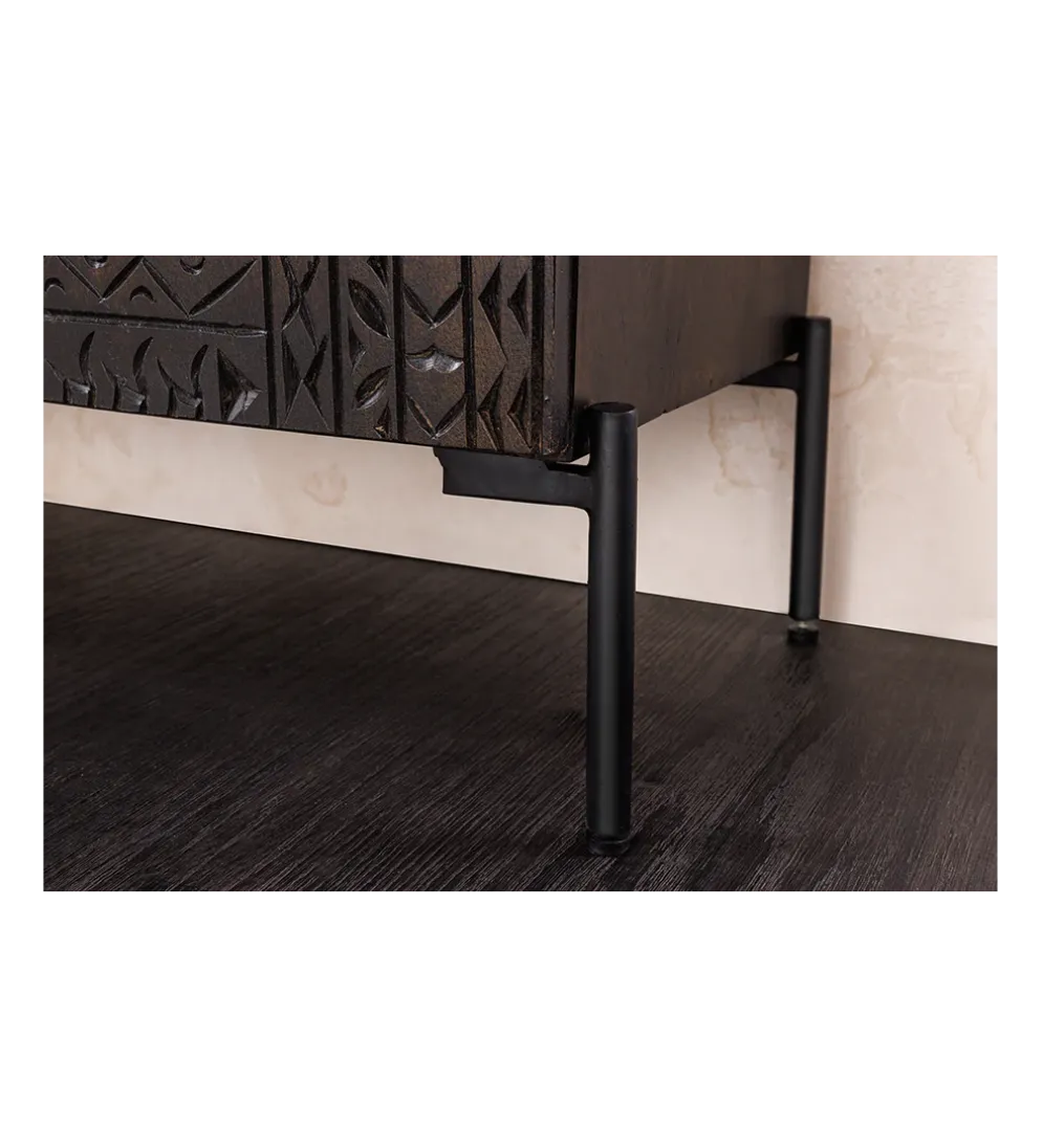 Komoda 3D TRIBAL 120 cm drewno mango ciemny brąz