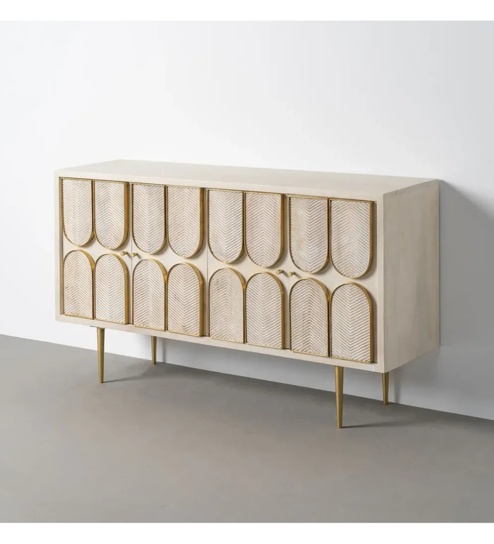 Komoda ESPAZERO 152 cm drewno mango biała