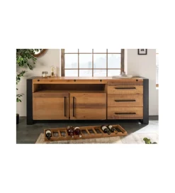 Komoda FACTORY Thor 195 cm drewno sosna brąz