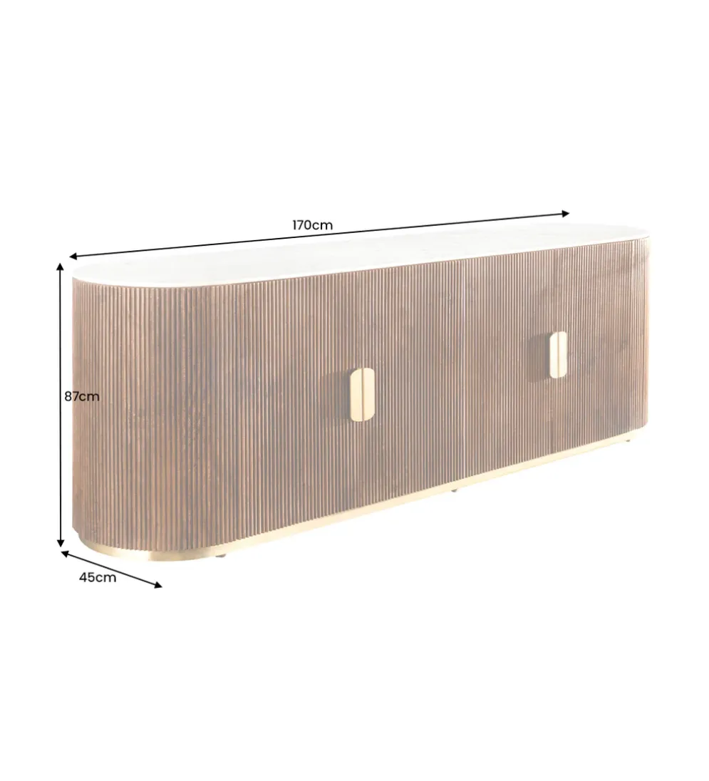 Komoda GATSBY 170 cm drewno mango blat biały marmur