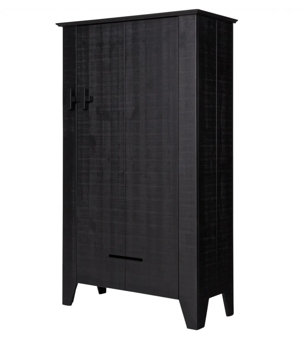 Komoda GIJS 142 cm drewno sosna czarna