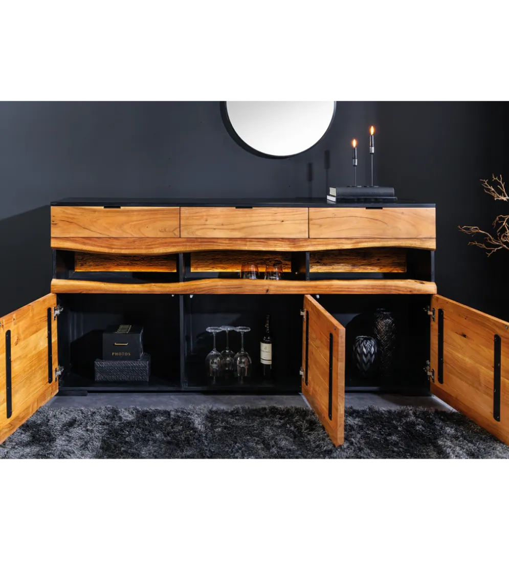 Komoda GRAND ACACIA 180 cm drewno akcja LED