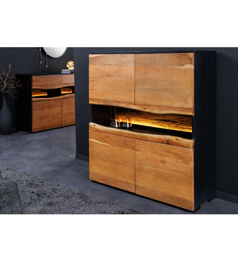 Komoda GRAND ACACIA 120 cm drewno akcja LED