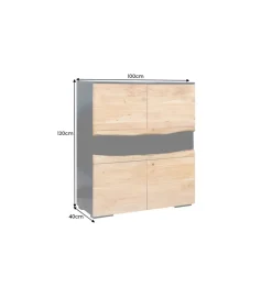 Komoda GRAND ACACIA 120 cm drewno akcja LED