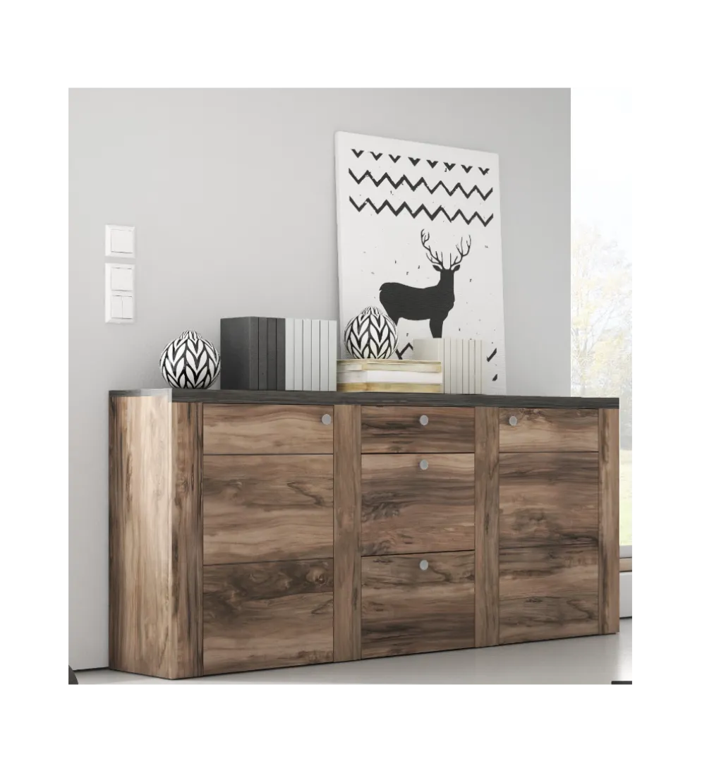 Komoda LARONA 176 Cm O Wybarwieniu Satin Nussbaum z kolorem Touchwood