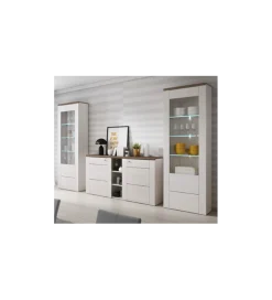 Komoda LARONA 155 cm o wybarwieniu Sonoma Trufel z kolorem Sibiu Larche