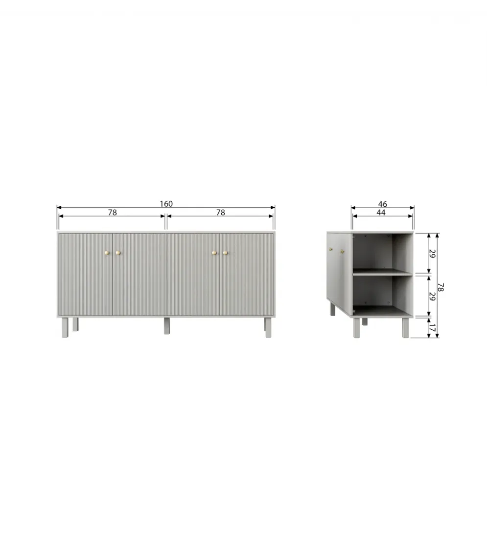 Komoda MADU 160 cm drewno sosna szara