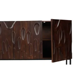 Komoda MIRNO 175 cm drewno akacja w kolorze ciemnego orzecha