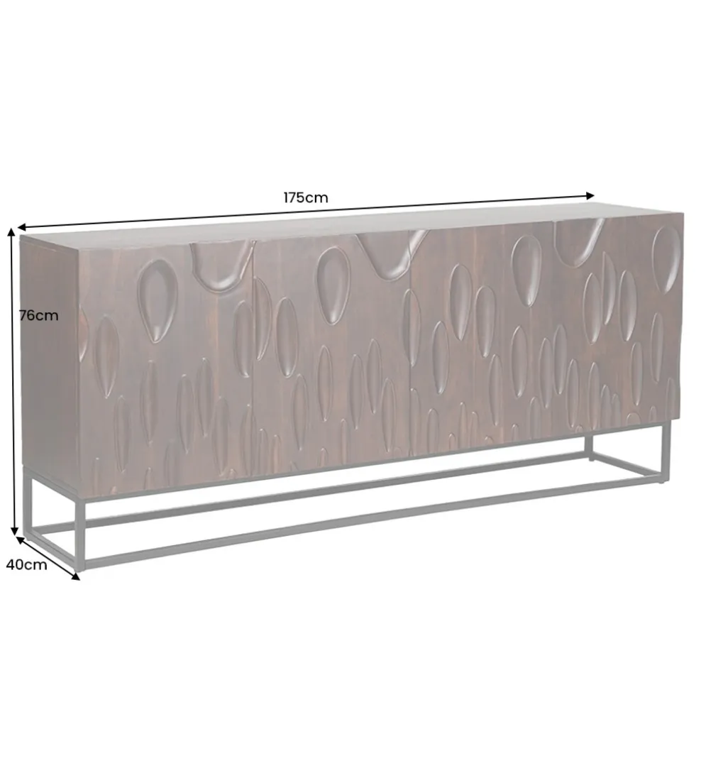 Komoda MIRNO 175 cm drewno akacja w kolorze ciemnego orzecha