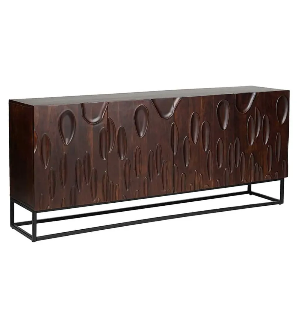 Komoda MIRNO 175 cm drewno akacja w kolorze ciemnego orzecha