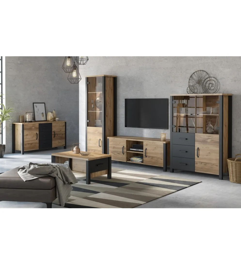 Komoda OLIN WM 192 cm w optyce świerku Appenzeller
