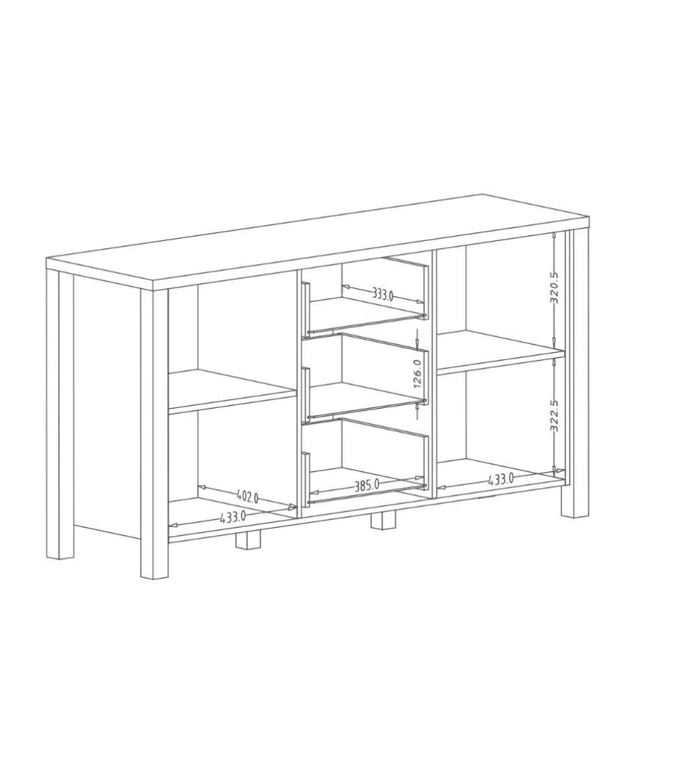 Komoda OLIN WM 147 cm w optyce świerku Appenzeller