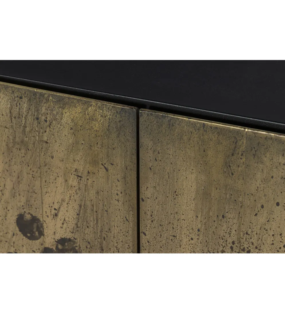 Komoda OXID 180 cm drewno mango czarno złota