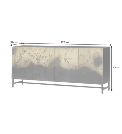 Komoda OXID 180 cm drewno mango czarno złota