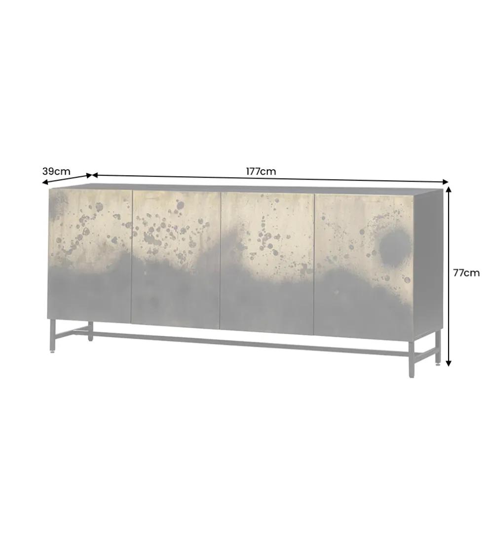 Komoda OXID 180 cm drewno mango czarno złota