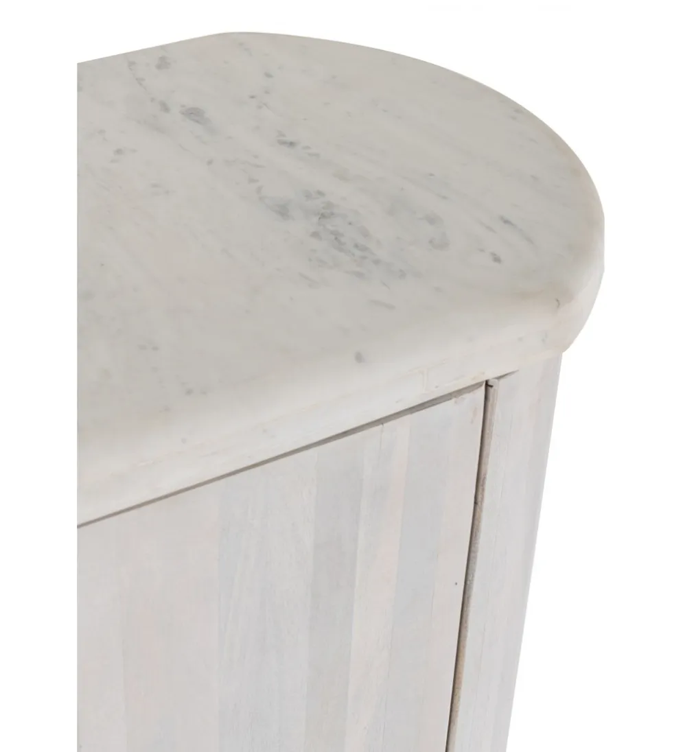 Komoda ROUNDEGO 116 cm blat marmur biały