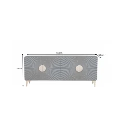 Komoda SOLARIS 180 cm drewno mango w kolorze czarno złotym wzór 3D