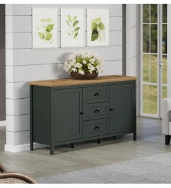 Komoda STANTON  143 cm w optyce dębu Evoke Ciemnozielony