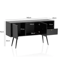 Komoda TAURI 140 cm czarna