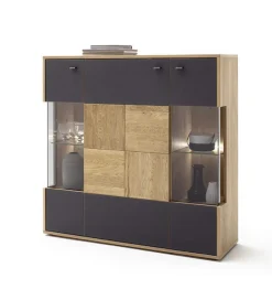 Komoda VALENCIA 124 cm antracytowo naturalna
