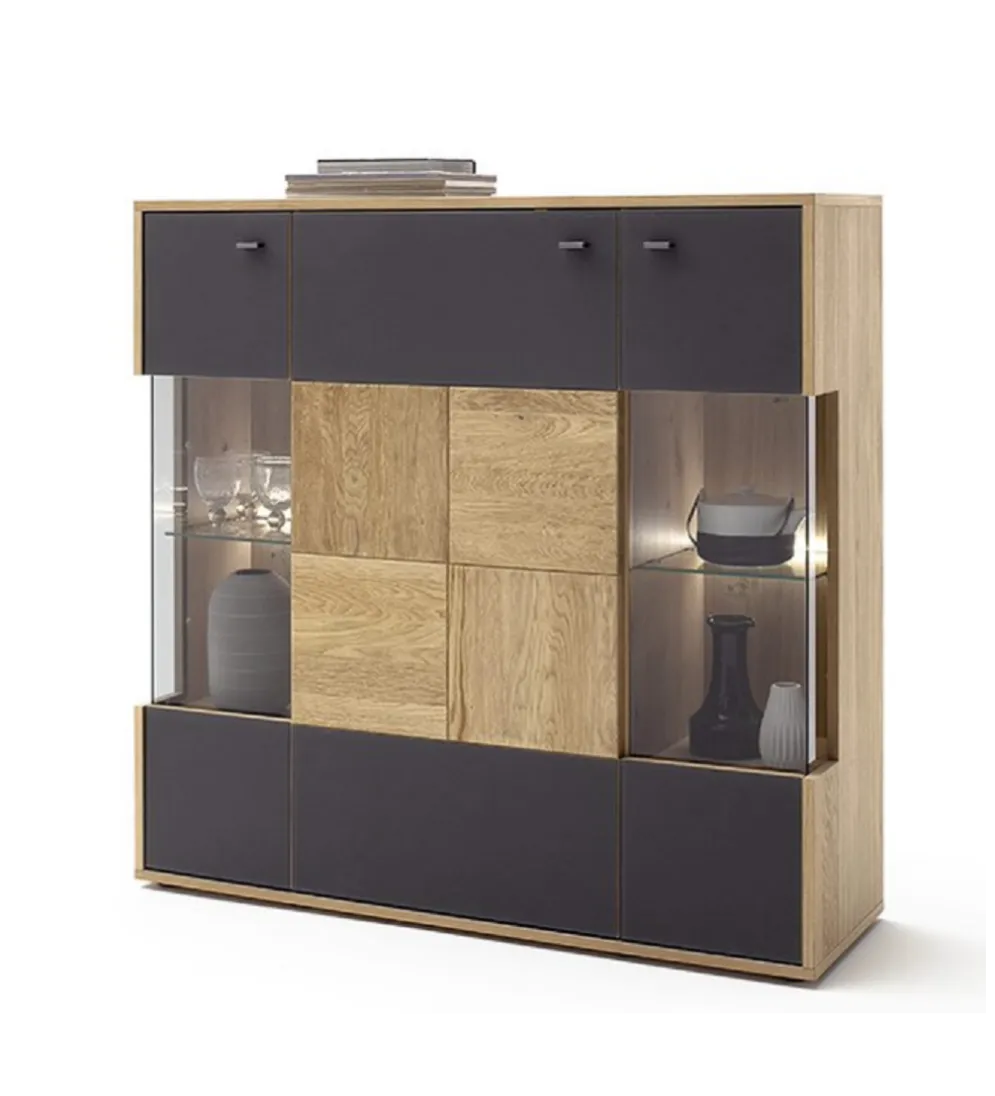 Komoda VALENCIA 124 cm antracytowo naturalna