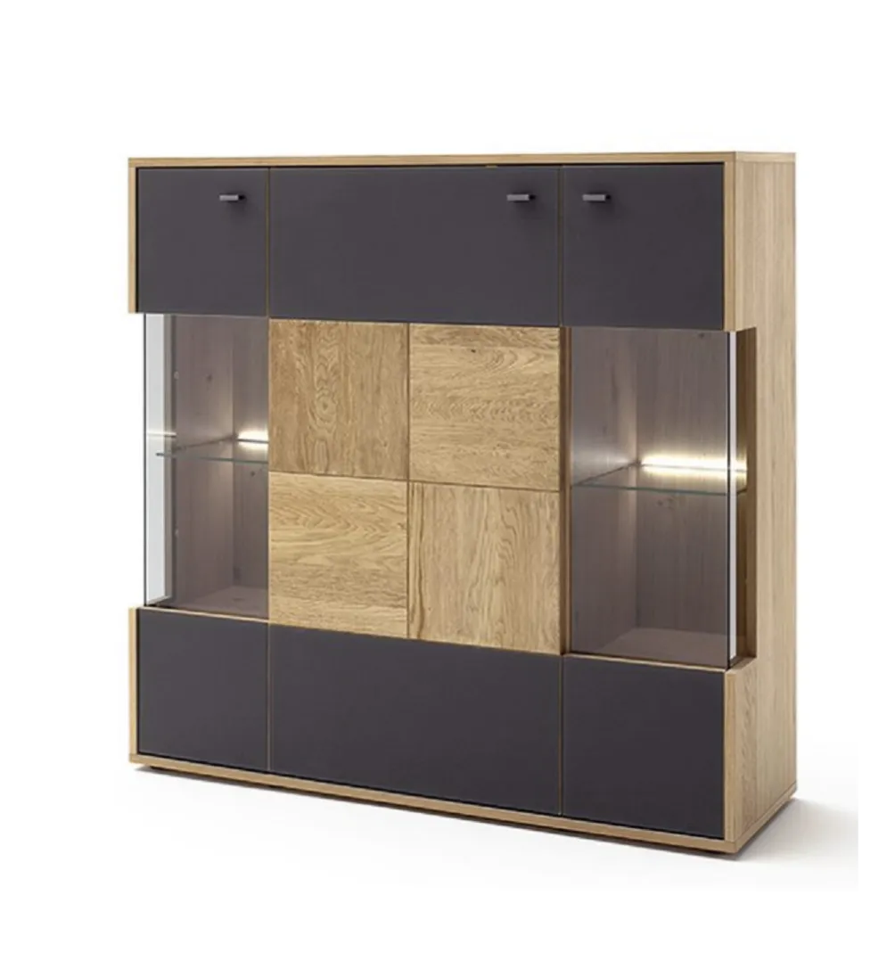 Komoda VALENCIA 124 cm antracytowo naturalna