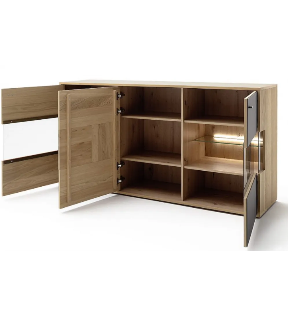 Komoda VALENCIA 184 cm antracytowo naturalna